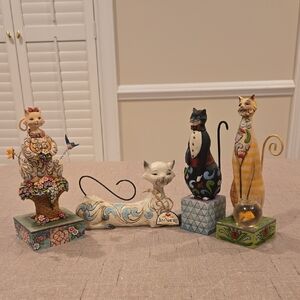 Jim Shore 4 Misc Cats Figurines Collection